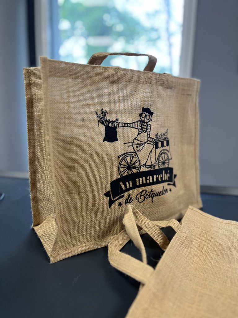 Sac toile de jute à fond plat sérigraphié